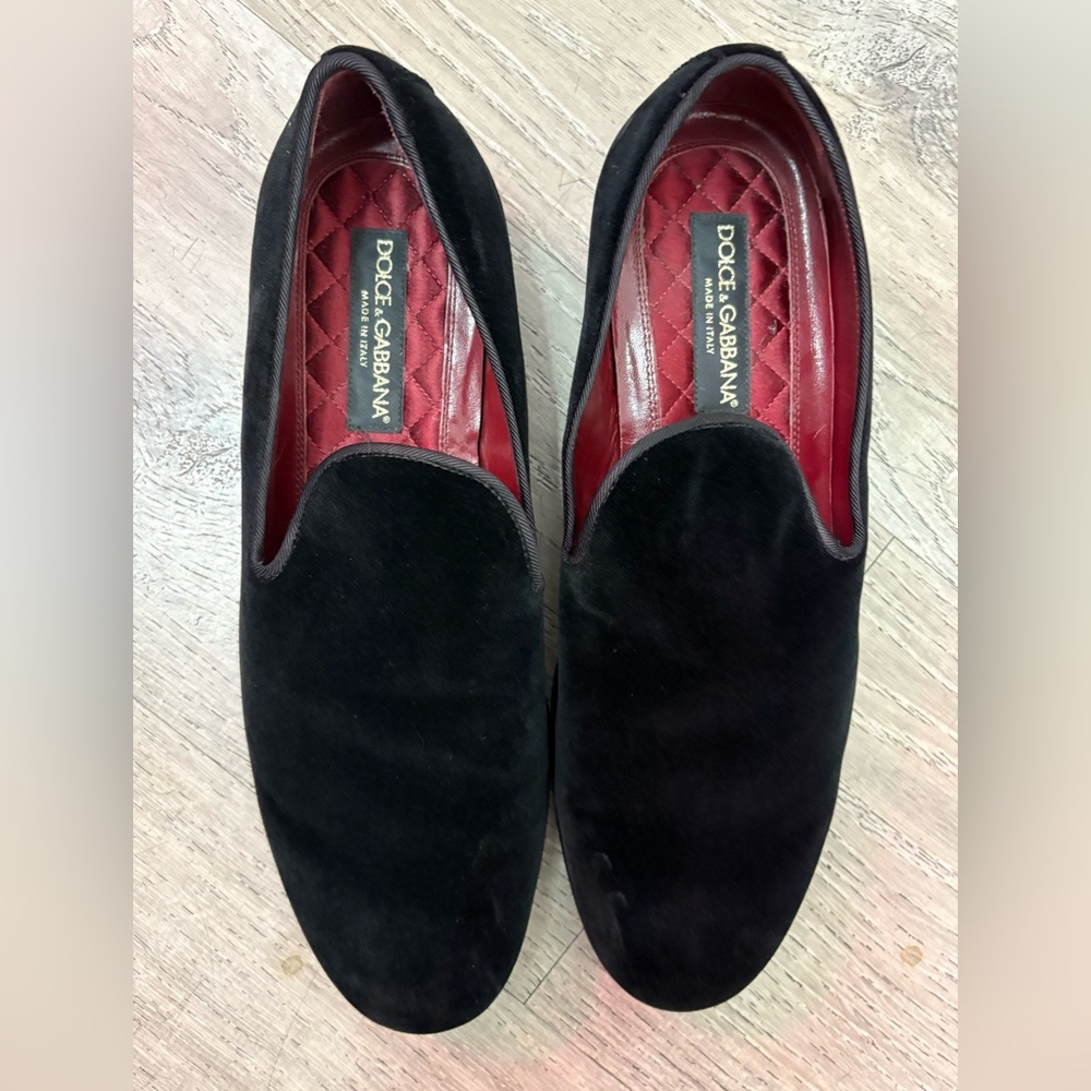 Dolce & Gabbana Men's Black Velvet Slip-Ons